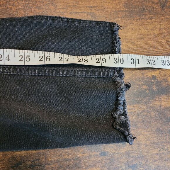 Abercrombie & Fitch Jeans Sz 8 Skinny Hi Rise Raw Hem Slit Ankle Black Stretch - Picture 8 of 9